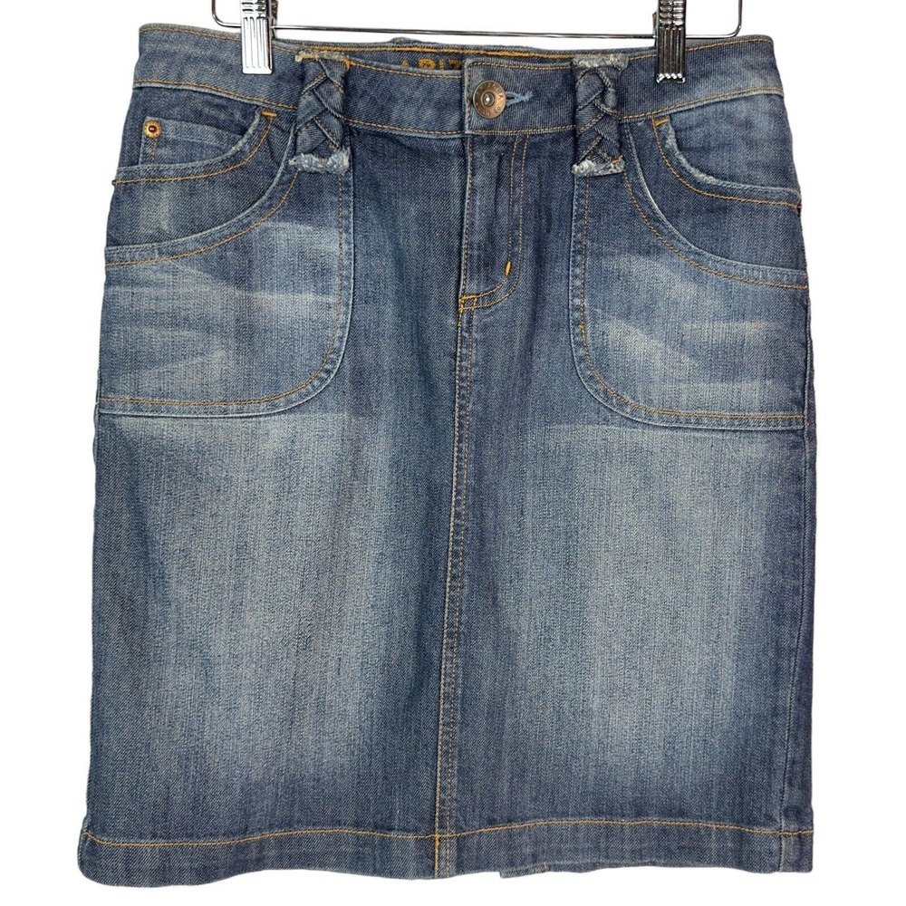 Arizona Jean Company Womens Denim Skirt‎ Size 1 Blue Knee Length Pockets Y2K